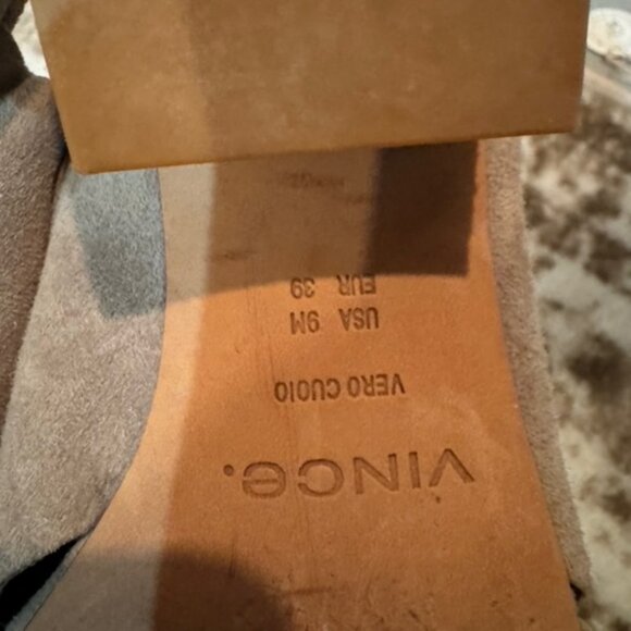 VINCE Gray Suede Slides Slip On Heels Shoes Sandals Size 9 - Picture 2 of 7